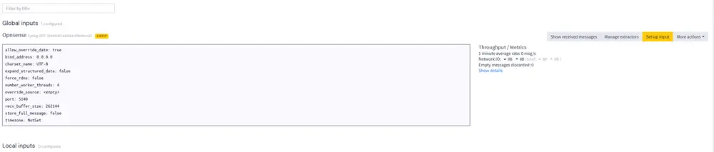 Syslog Input Status