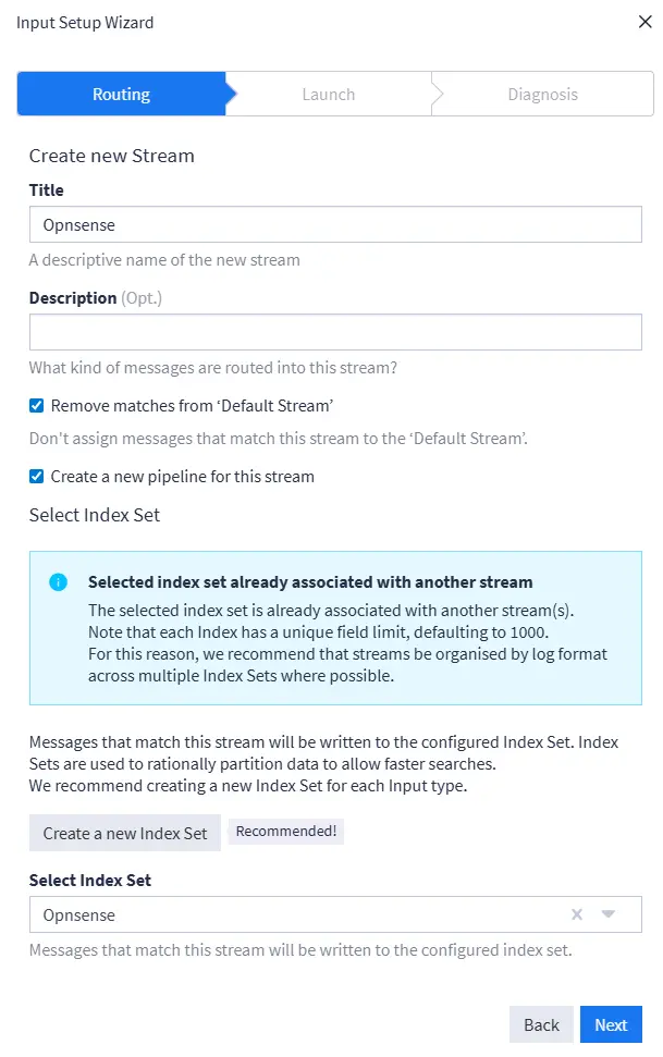 Syslog Stream Configuration