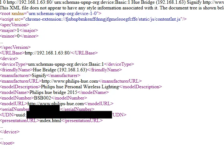 Hue Bridge XML Schema