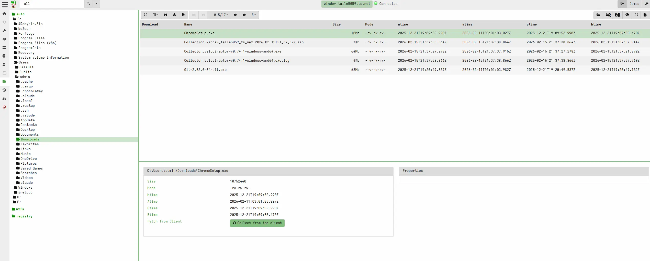 Collecting Files from Client via VFS